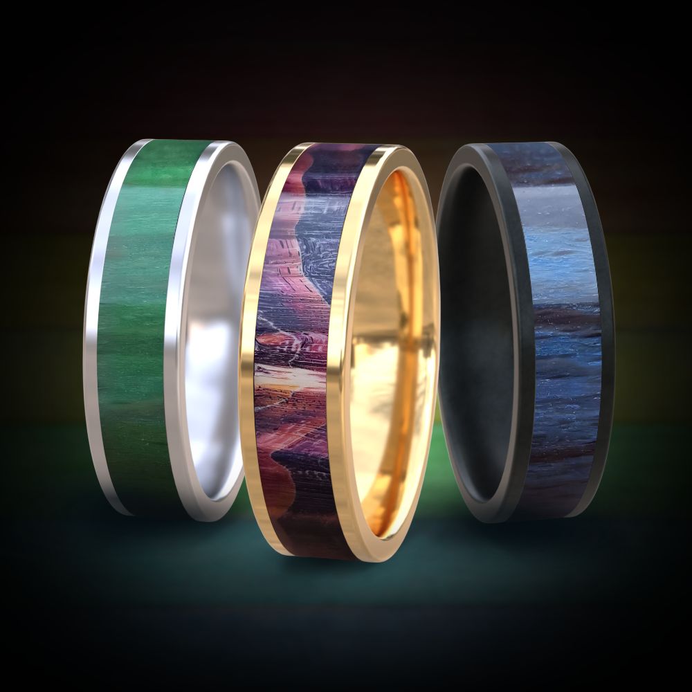 Stabilized Wood Inlay Rings – bezalelatelier