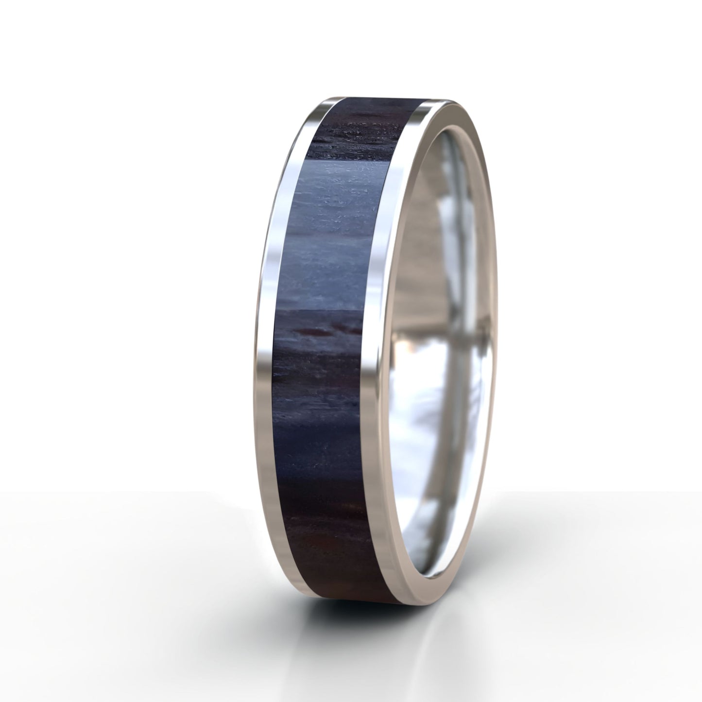 Black Beech Wood Ring - Silver