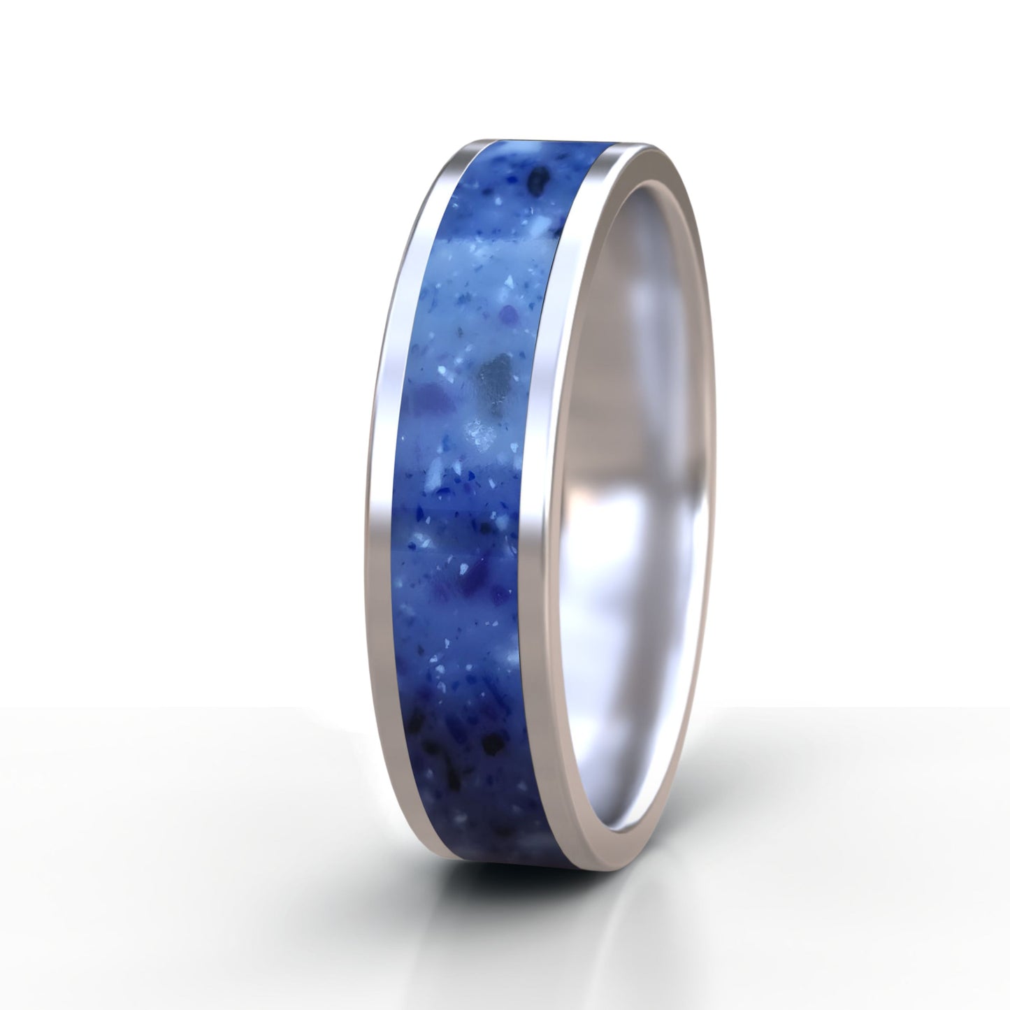 Engineered Stone Ring - Sea Blue - Stainless Steel