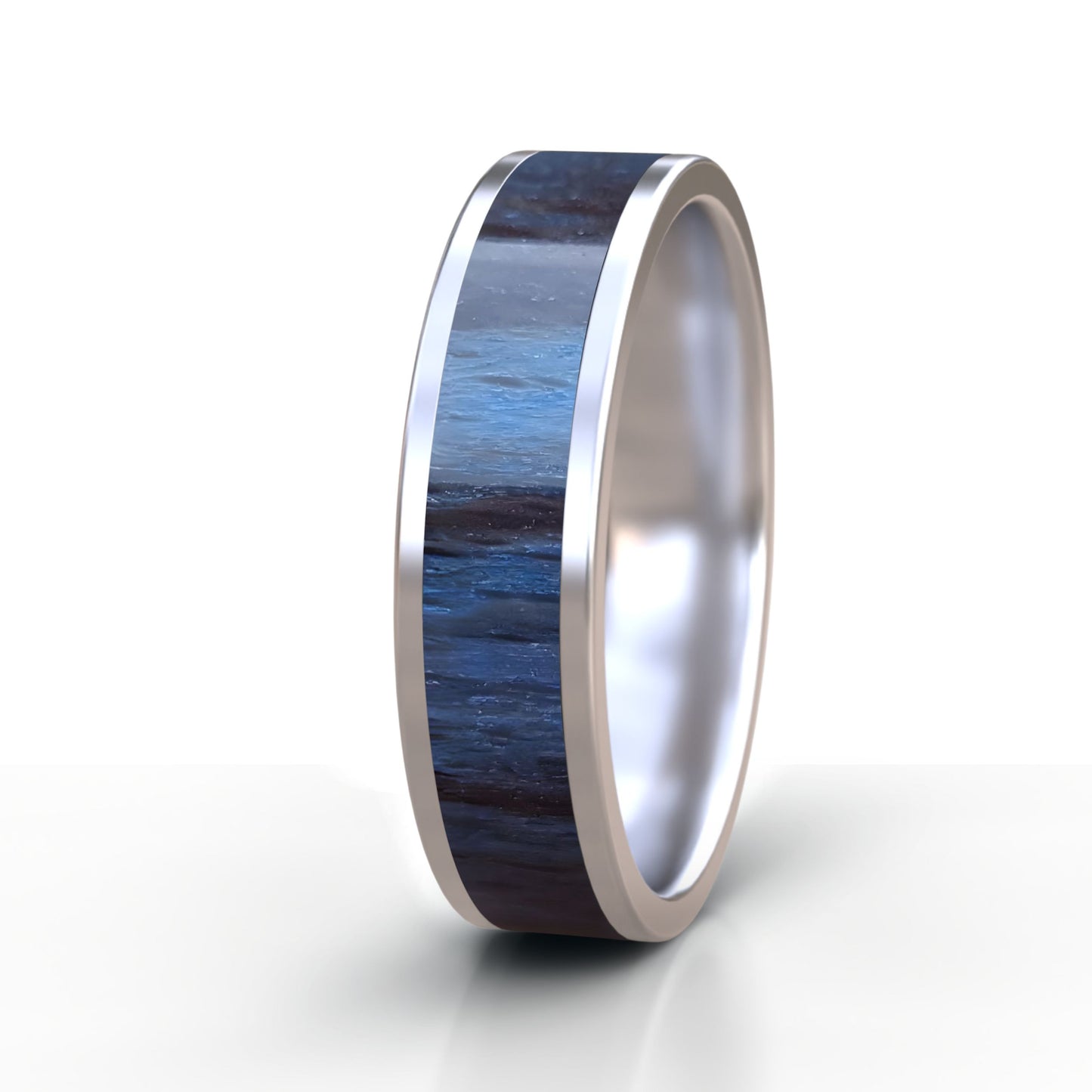Blue Beech Wood Ring - Stainless Steel