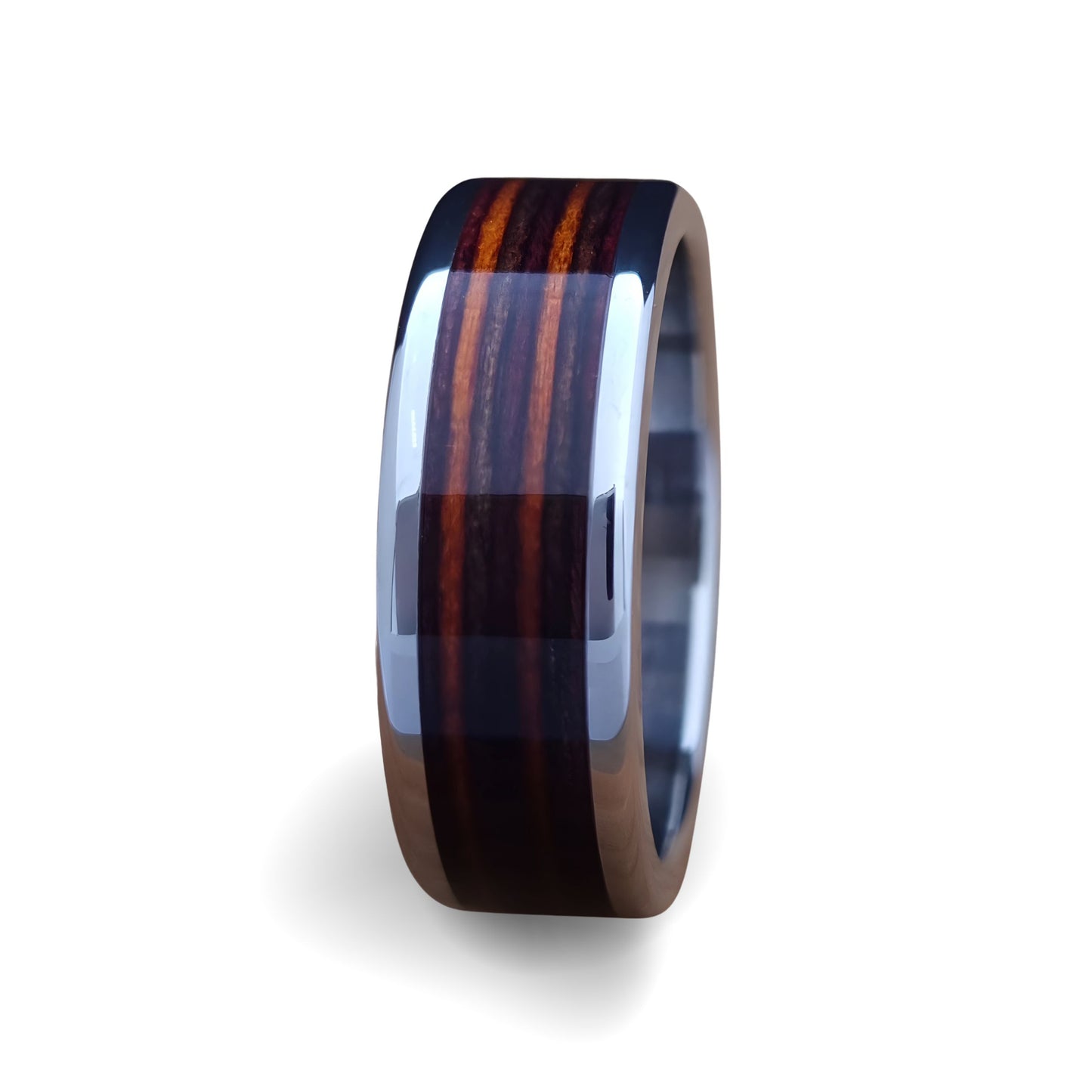 Orange Dymond Wood Ring - Stainless Steel