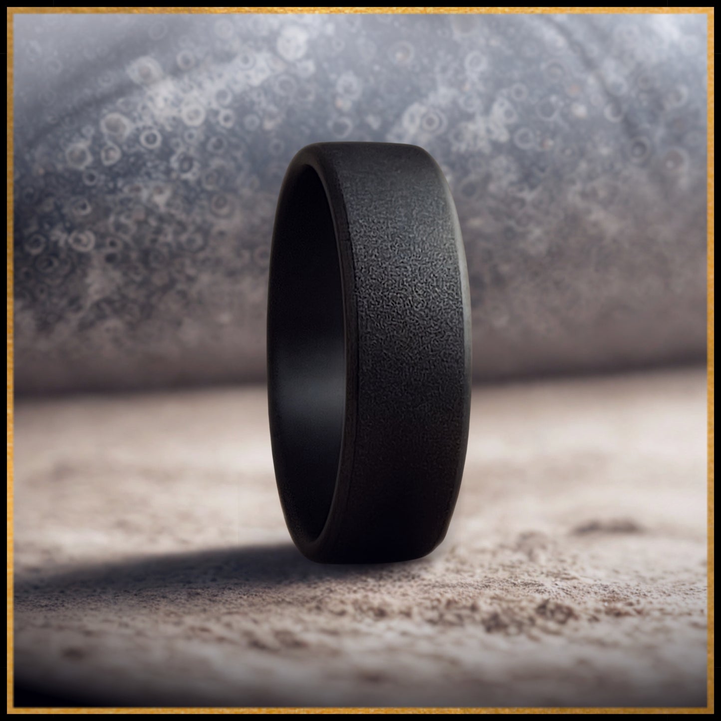 Luna Zirconium Ring – Matte Black Men’s Wedding Band