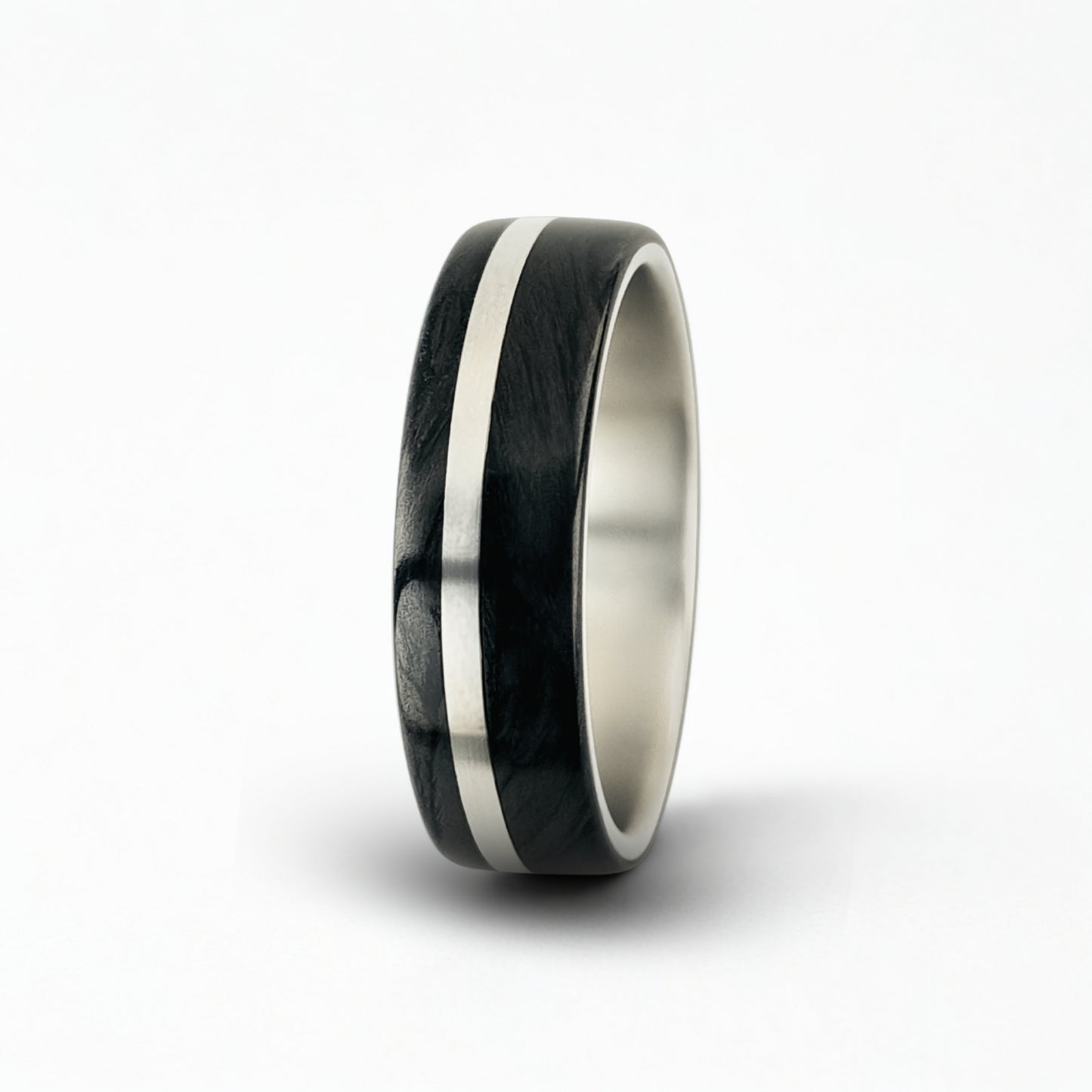 Men’s Titanium Ring with Dual Carbon Fibre Sleeves – Matte Finish, Modern & Durable