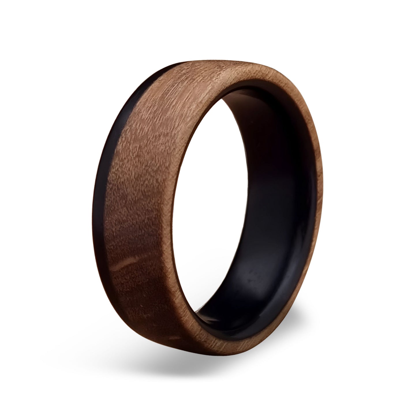 Photo of a one rail black buffalo horn ring core with ironwood sleeve