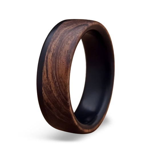 Black Buffalo Horn Ring with Wood Sleeve Design Archive