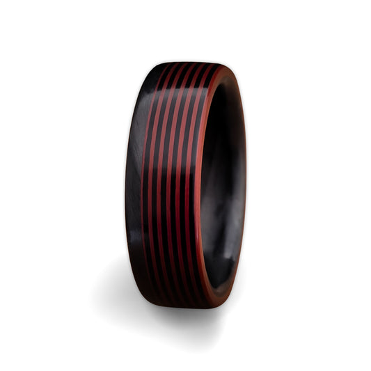 Carbon Fibre Ring - Red Micarta Sleeve