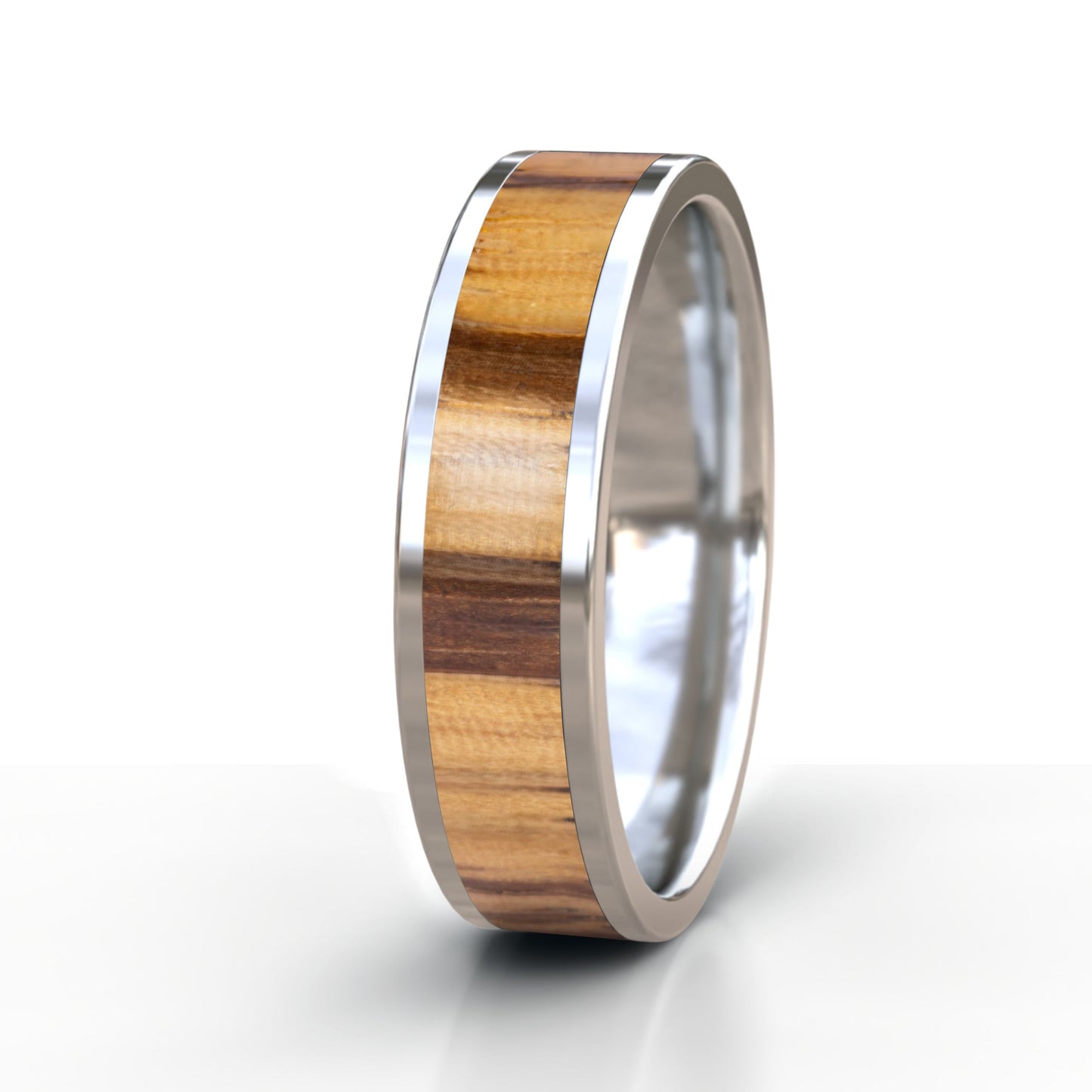 Zebrano Wood Ring - Silver