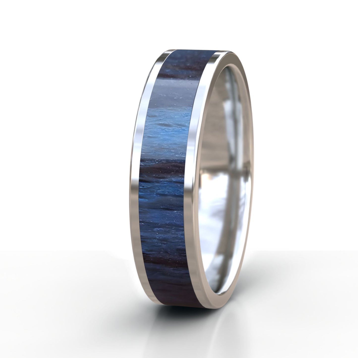 Blue Beech Wood Ring - Silver