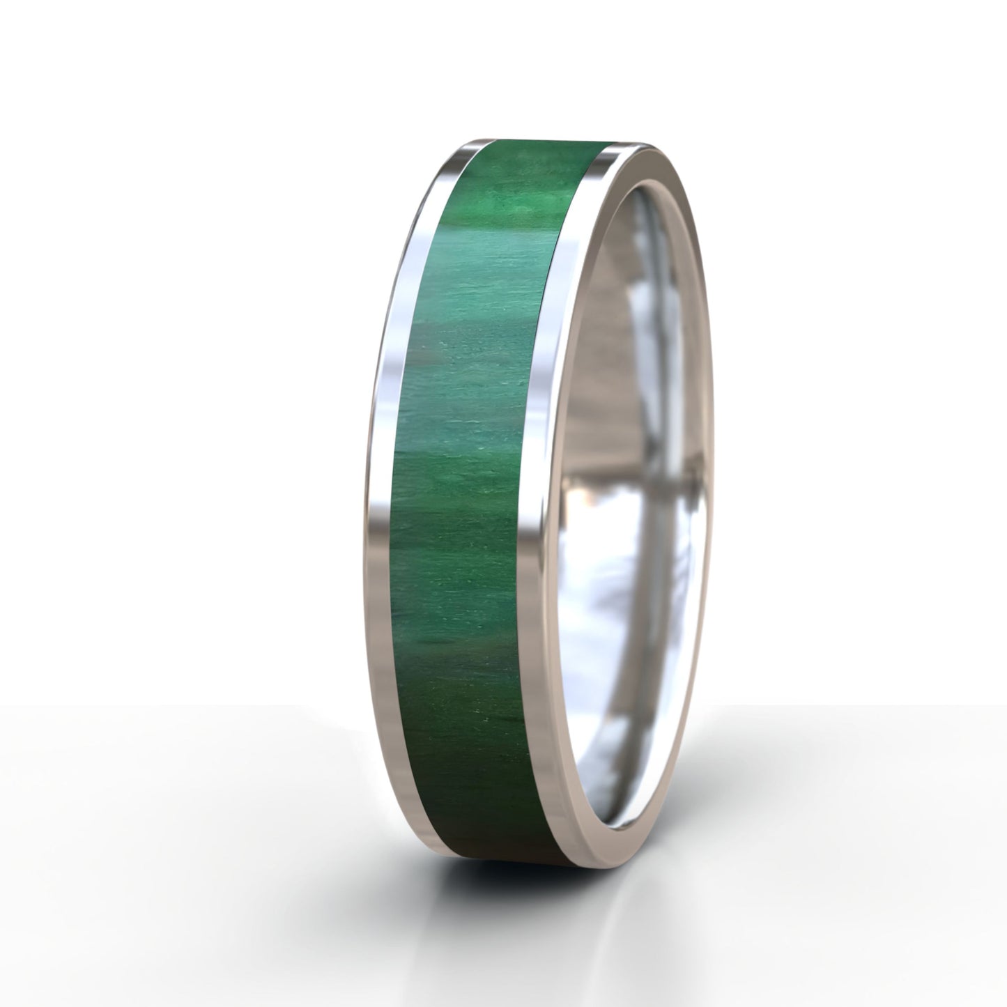 Green Beech Wood Ring - Silver