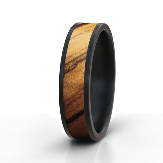 Wild Olive Wood Ring - Black