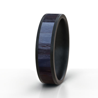 Black Ring with Coloured Stabilized Wood Inlay Design Archive