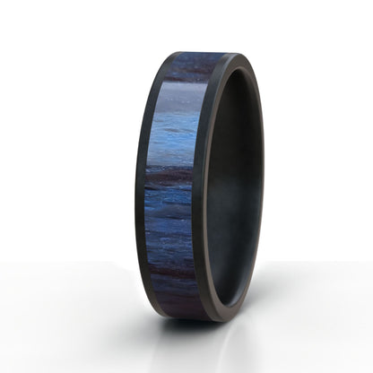 Black Ring with Coloured Stabilized Wood Inlay Design Archive