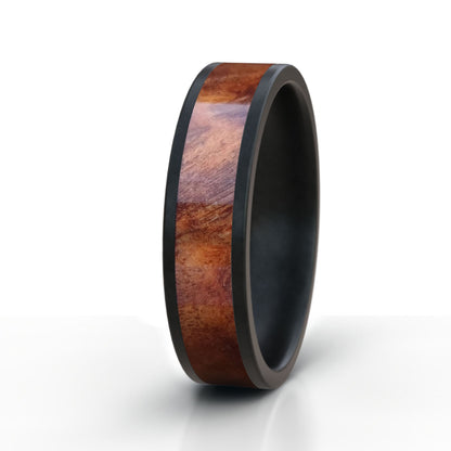 Black Ring with Coloured Stabilized Wood Inlay Design Archive
