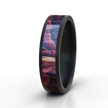 Black Ring with Coloured Stabilized Wood Inlay Design Archive