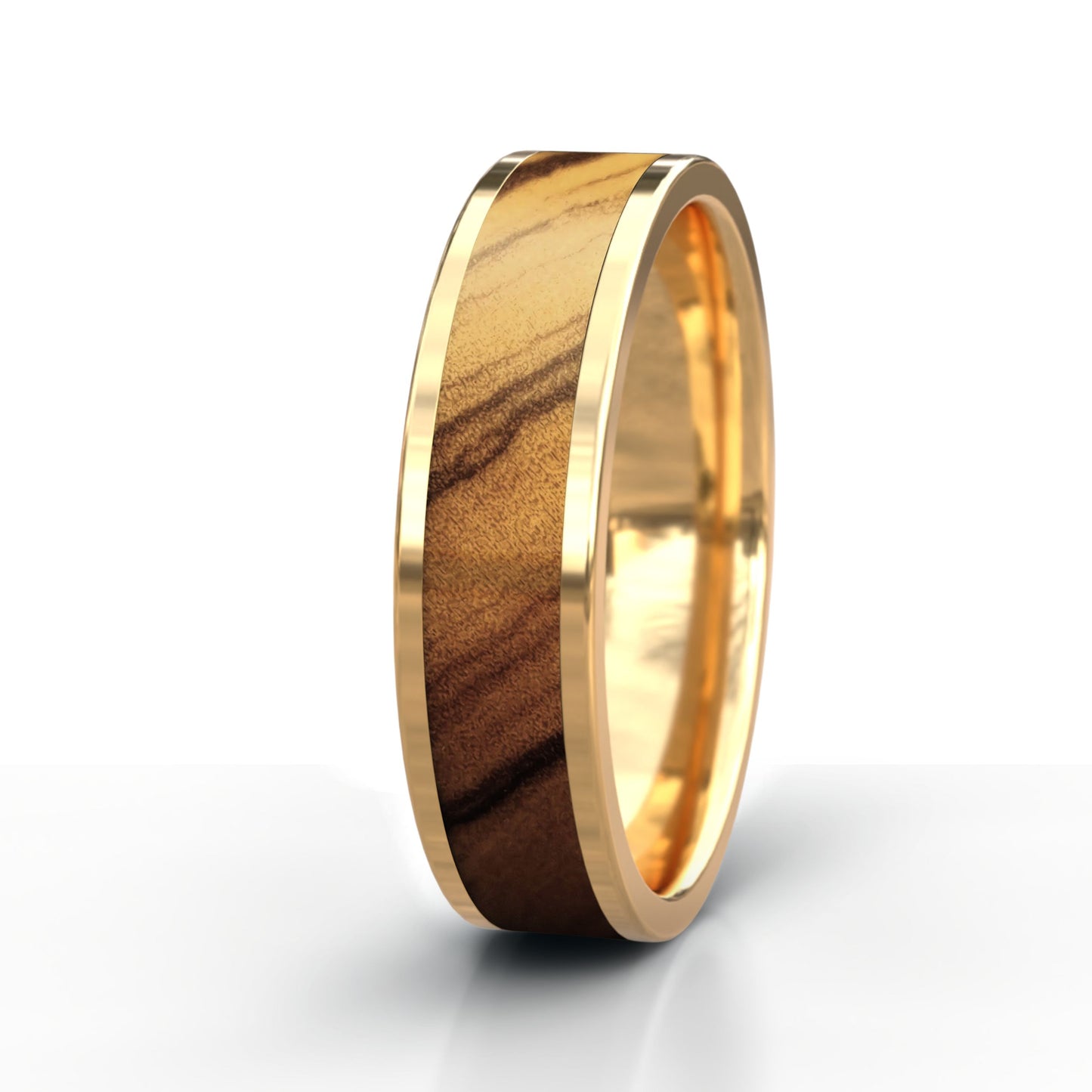 Gold Ring with Wood Inlay