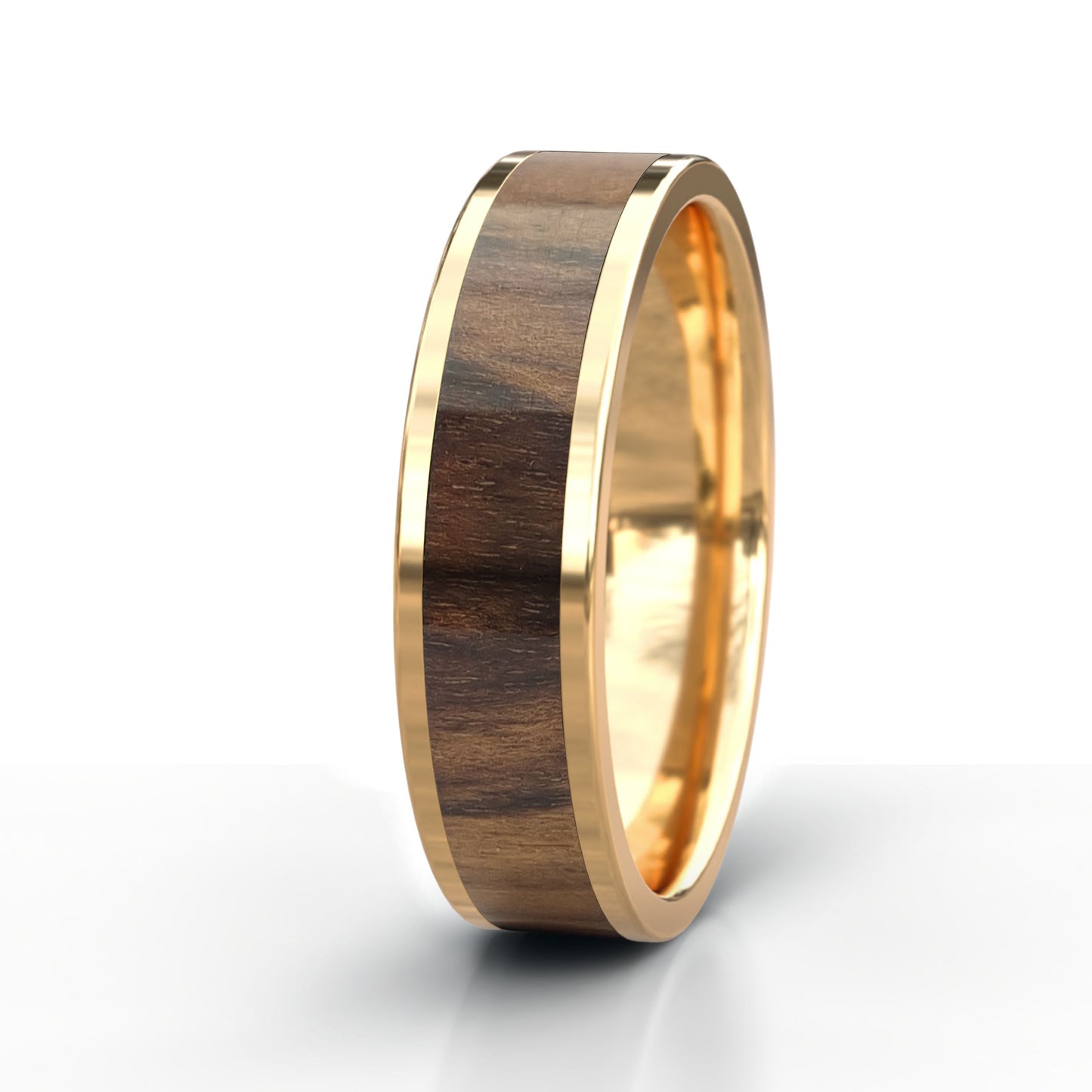 Gold Ring with Wood Inlay
