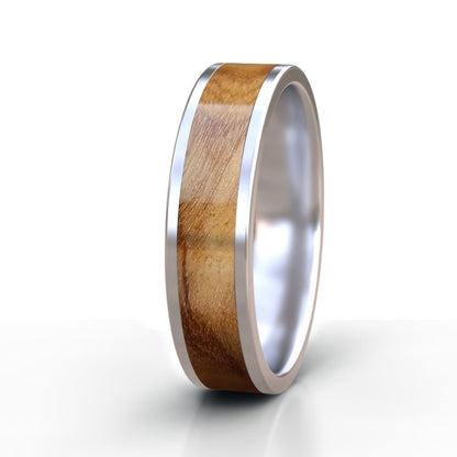 Stainless Steel Ring with Wood Inlay