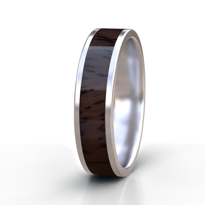 Stainless Steel Ring with Wood Inlay
