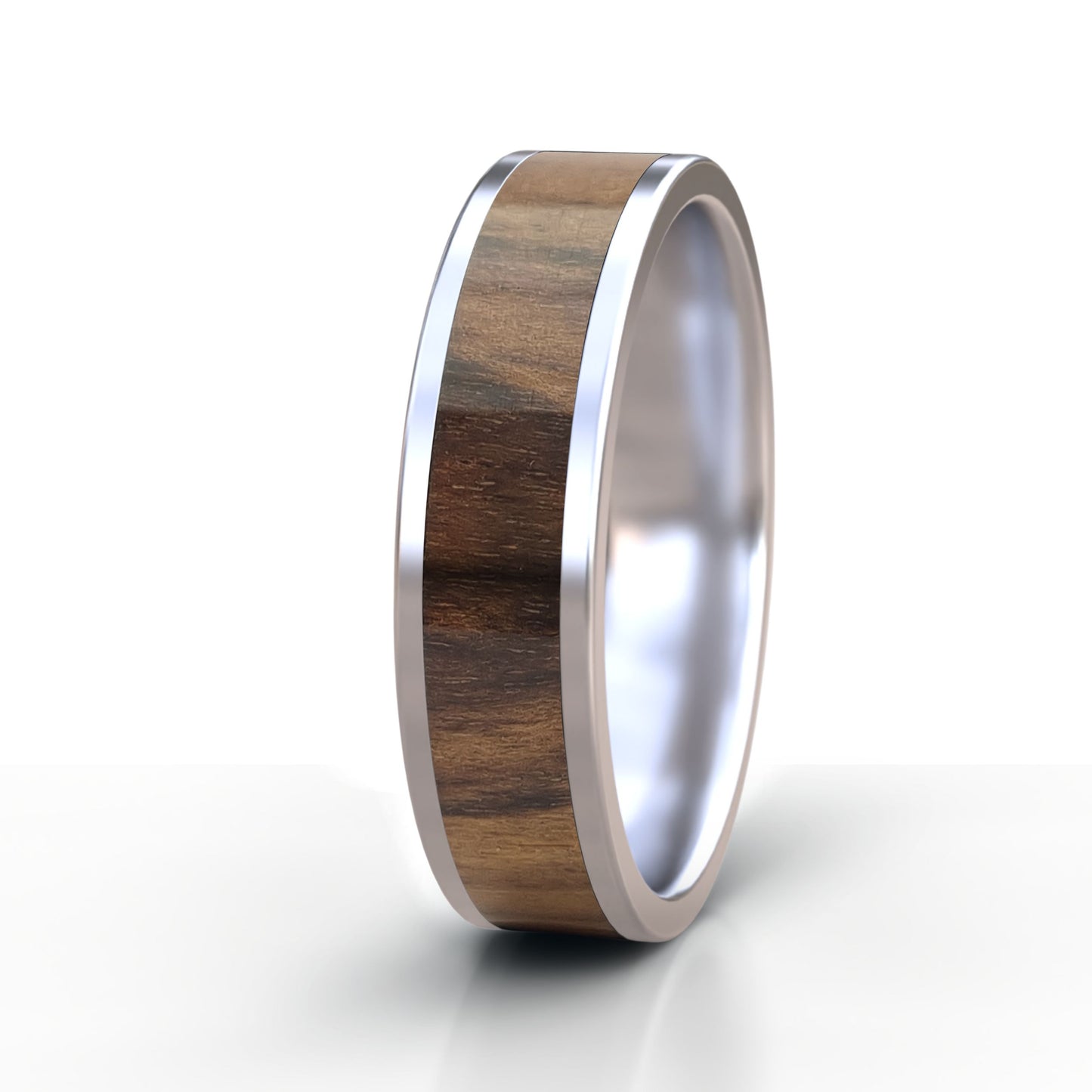 Stainless Steel Ring with Wood Inlay
