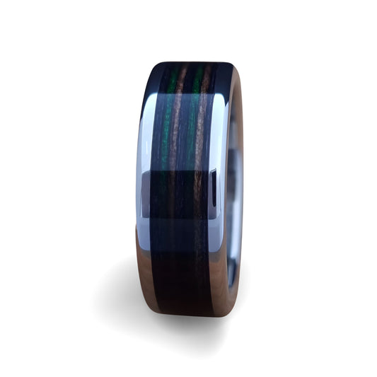 Green Dymond Wood Ring - Stainless Steel