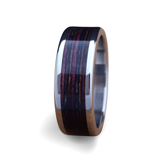 Purple Dymond Wood Ring - Stainless Steel