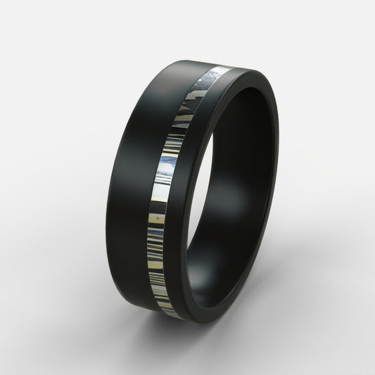 Black Zirconium Line Inlay ring - Zircuti