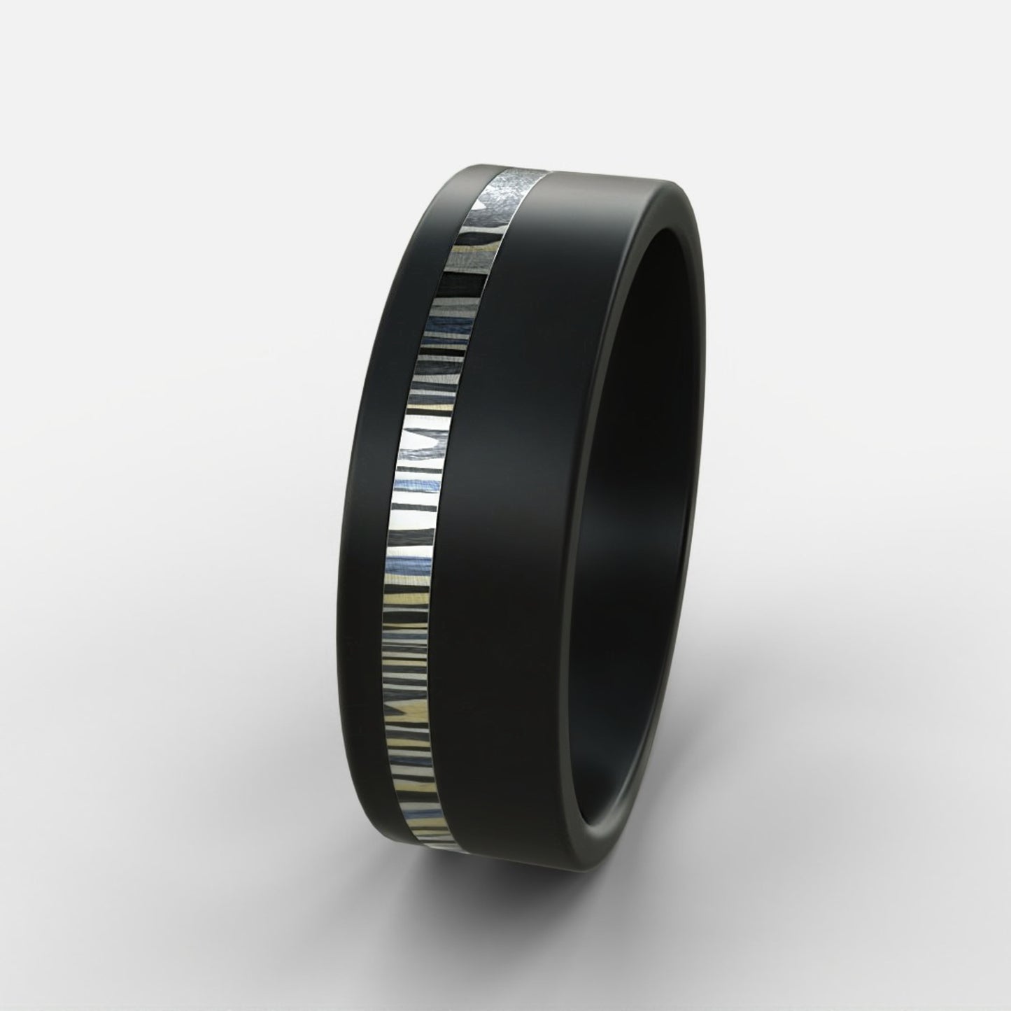 Black Zirconium Line Inlay ring - Zircuti