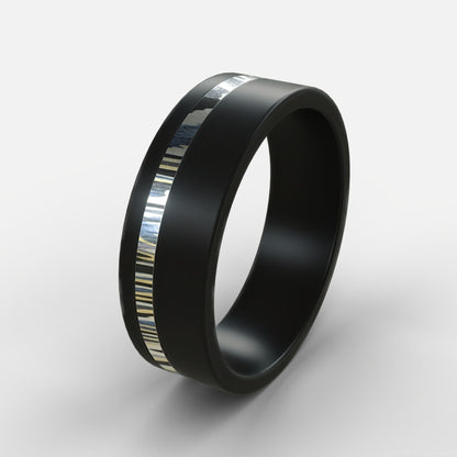 Black Zirconium Line Inlay ring - Zircuti