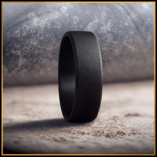 Luna Zirconium Ring – Matte Black Men’s Wedding Band