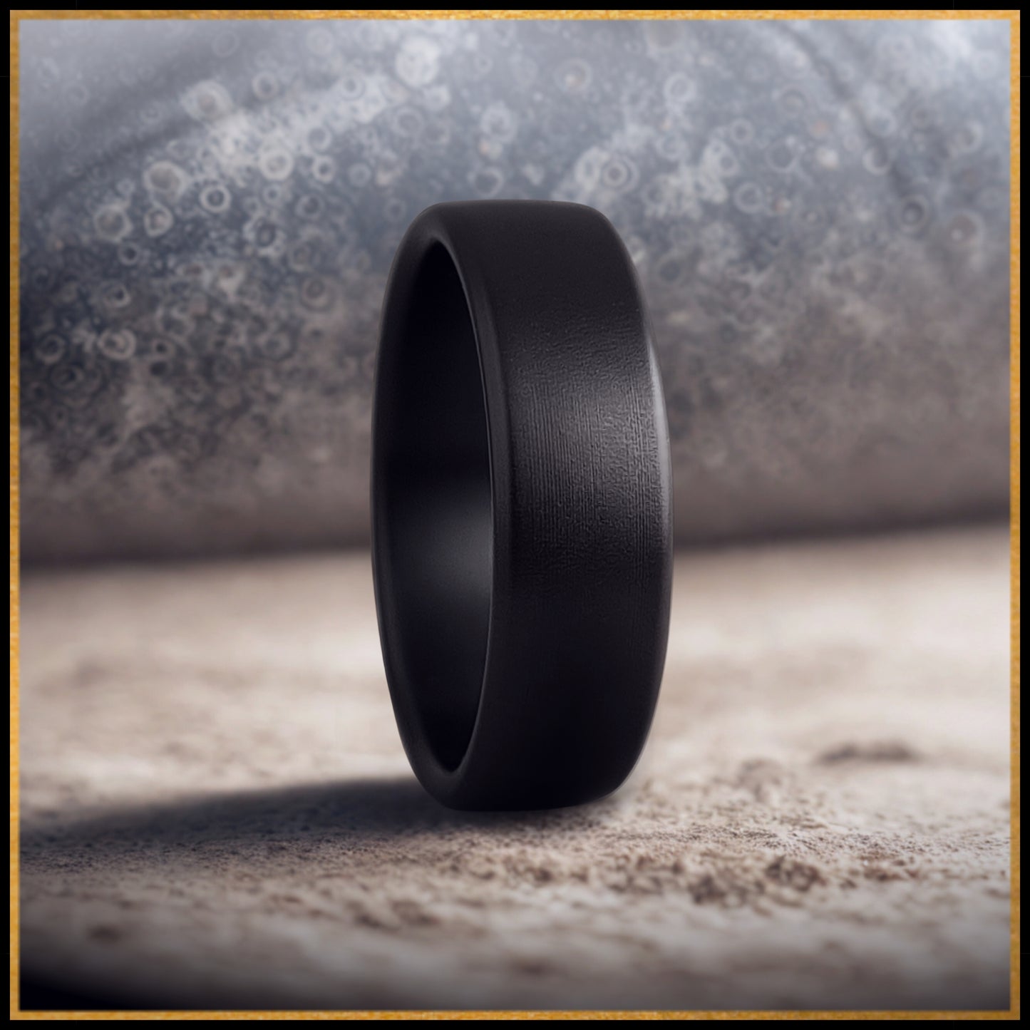 Orbis Zirconium Ring – Smooth Black Men’s Wedding Band