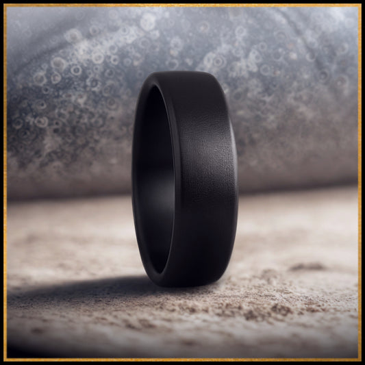 Orbis Zirconium Ring – Smooth Black Men’s Wedding Band