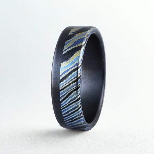 Men’s Black Zirconium Ring with Zircuti Sleeve – Modern, Durable, Hypoallergenic